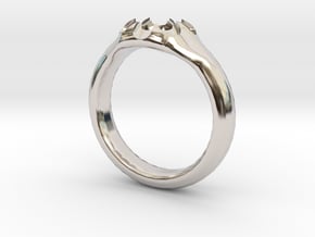 Scalloped Ring (size 5.5) in Rhodium Plated Brass