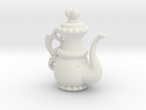 Lolita Heart Teapot Pendant in White Natural Versatile Plastic
