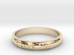 Ring 'I Love You' - 16.5cm / 0.65" - Size 6 in 14k Gold Plated Brass