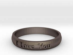 Ring 'I Love You' - 16.5cm / 0.65" - Size 6 in Polished Bronzed Silver Steel