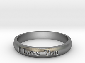 Ring 'I Love You' - 16.5cm / 0.65" - Size 6 in Natural Silver