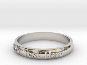 Ring ' Your Text Here' - 16.5cm / 0.65" - Size 6 in Rhodium Plated Brass