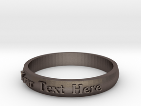 Ring ' Your Text Here' - 16.5cm / 0.65" - Size 6 in Polished Bronzed Silver Steel