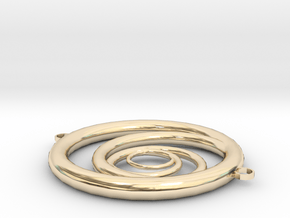 Orbiting Circle Pendant Double Loop in 14k Gold Plated Brass