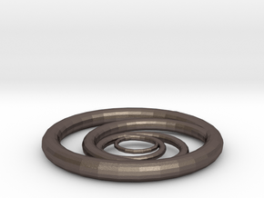 Orbiting Circle Pendant Single Loop in Polished Bronzed Silver Steel