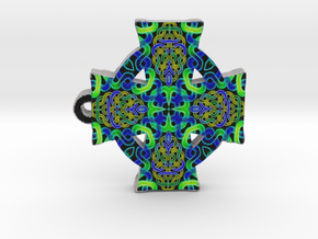 Blue Green Celtic Cross Pendant in Full Color Sandstone