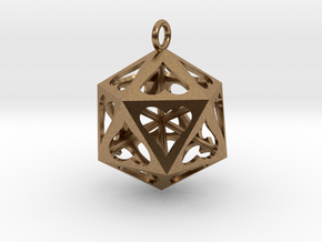 Icosahedron Love pendant in Natural Brass