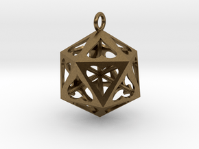 Icosahedron Love pendant in Natural Bronze