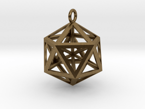 Icosahedron pendant in Natural Bronze