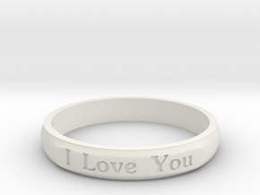 Ring 'I Love You Inwards' - 16.5cm / 0.65" - Size  in White Natural Versatile Plastic