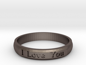 Ring 'I Love You Inwards' - 16.5cm / 0.65" - Size  in Polished Bronzed Silver Steel