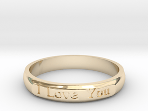 Ring 'I Love You Inwards' - 16.5cm / 0.65" - Size  in 14k Gold Plated Brass