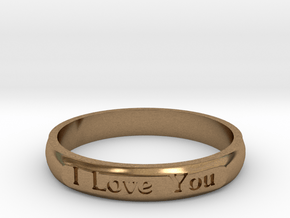 Ring 'I Love You Inwards' - 16.5cm / 0.65" - Size  in Natural Brass