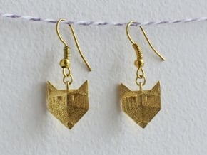 Foxy Geometric Earrings in Polished Brass