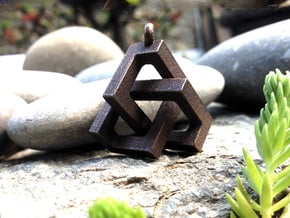 Cubic Trefoil Knot in Polished Bronzed Silver Steel: Small