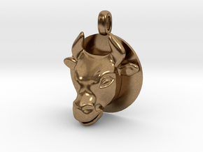 BULL Jewelry Head Design Zodiac Pendant in Natural Brass