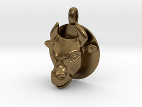 BULL Jewelry Head Design Zodiac Pendant in Natural Bronze