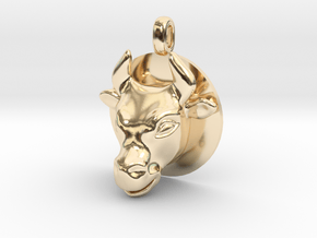 BULL Jewelry Head Design Zodiac Pendant in 14k Gold Plated Brass