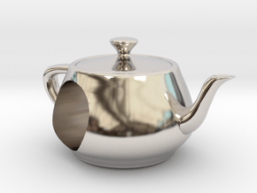 Utah Teapot European Charm Bead in Rhodium Plated Brass