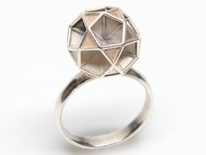 Polyhedron Ring Size 7  in Polished Silver