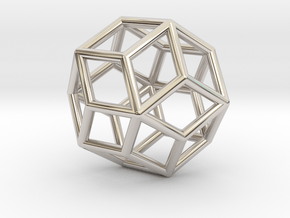 Rhombic Icosahedron Pendant in Rhodium Plated Brass
