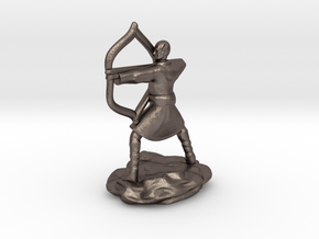 Elf Monk In Robes With LongBow in Polished Bronzed Silver Steel