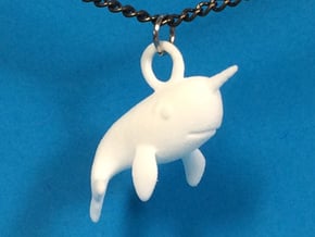 Narwhal Necklace Pendant in White Processed Versatile Plastic