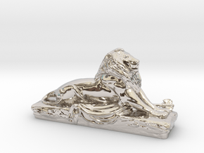 Lion sculpture  in Rhodium Plated Brass