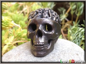 Brain Skull Pendant in Polished Bronzed Silver Steel