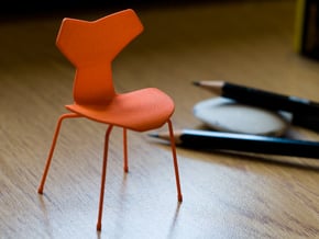 Grand Prix Style Stacking Chair 1/12 Scale in Orange Processed Versatile Plastic