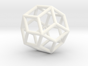 Rhombic Icosahedron Pendant in White Processed Versatile Plastic