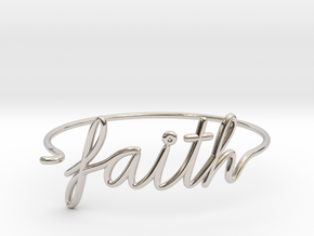 Faith Wire Bracelet in Rhodium Plated Brass