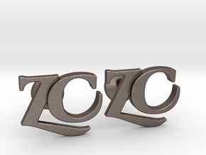 Monogram Cufflinks ZC in Polished Bronzed Silver Steel