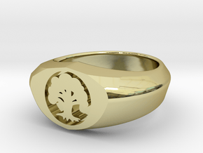 MTG Forest Mana Ring (Size 7) in 18k Gold Plated Brass