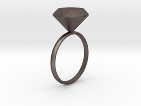 Diamond ring in Polished Bronzed Silver Steel