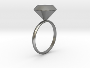 Diamond ring in Natural Silver