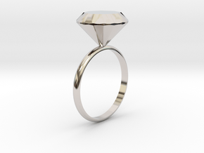 Diamond ring in Rhodium Plated Brass
