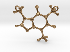 Caffeine Molecule Necklace in Natural Brass