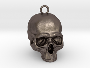 Skull Pendant 2 in Polished Bronzed Silver Steel
