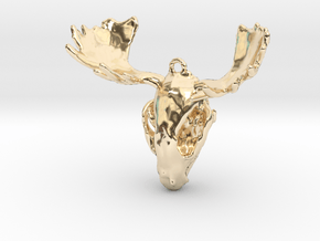 Raccoon Moose Skull Pendant in 14k Gold Plated Brass