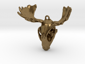 Raccoon Moose Skull Pendant in Natural Bronze