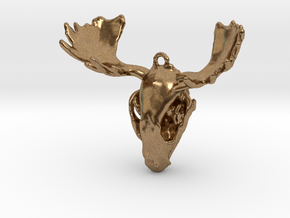 Raccoon Moose Skull Pendant in Natural Brass