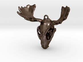 Raccoon Moose Skull Pendant in Polished Bronze Steel