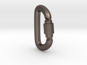 Carabiner Pendant (Large) in Polished Bronzed Silver Steel