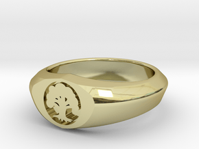 MTG Forest Mana Ring (Size 15 1/2) in 18k Gold Plated Brass