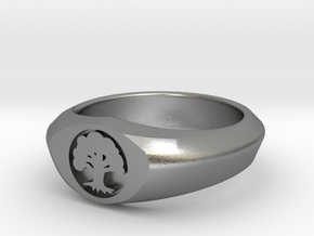 MTG Forest Mana Ring (Size 15 1/2) in Natural Silver