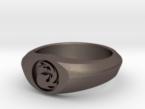 MTG Mountain Mana Ring (Size 15 1/2) in Polished Bronzed Silver Steel