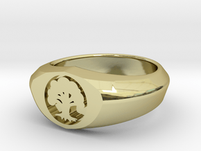 MTG Forest Mana Ring (Size 8 1/2) in 18k Gold Plated Brass