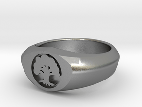 MTG Forest Mana Ring (Size 8 1/2) in Natural Silver
