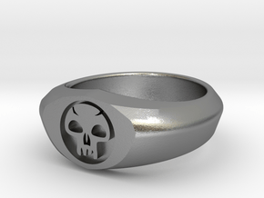 MTG Swamp Mana Ring (Size 9) in Natural Silver